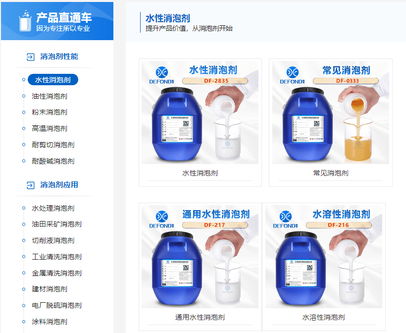 德豐各(gè)品類消泡劑 德(dé)豐各品類消(xiāo)泡(pào)劑